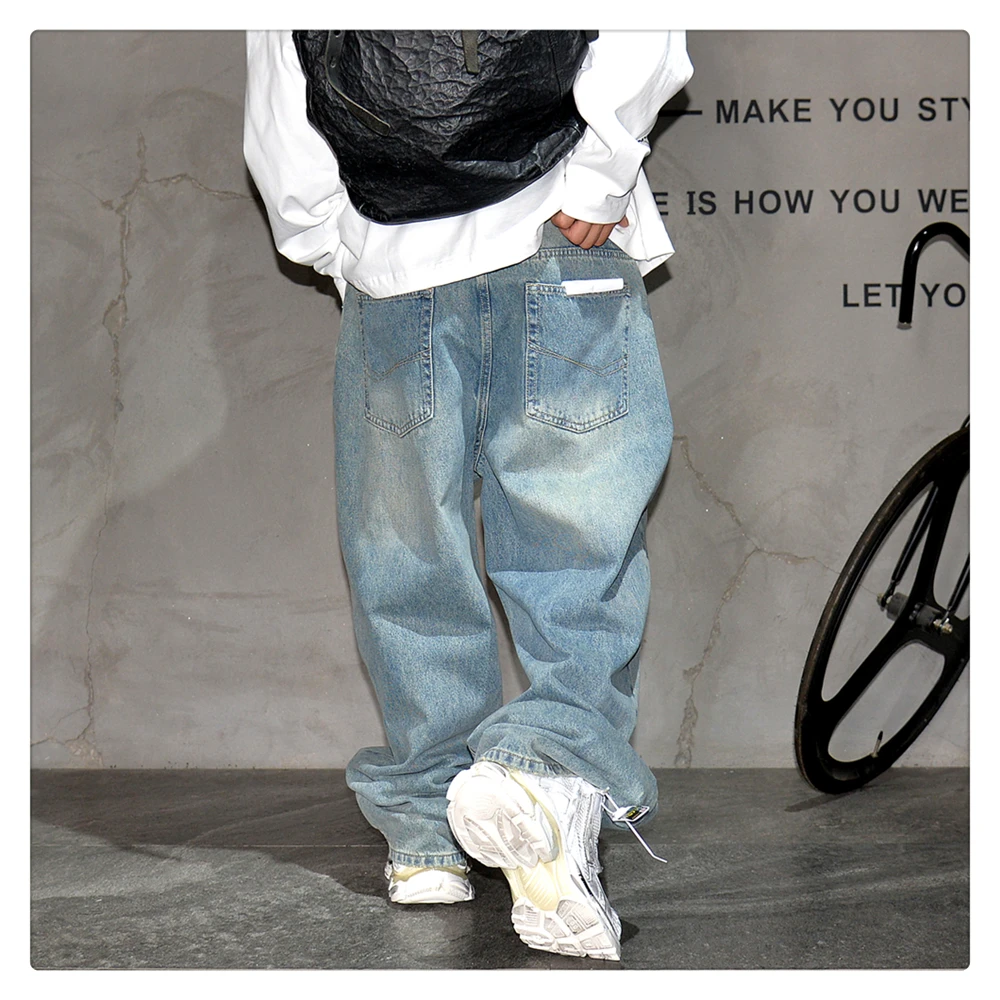 Japanese Vintage Distressed Baggy Jeans Men Clothing Harajuku Casual Denim Cargo Pants Korean Fashion Hip Hop Trousers Male