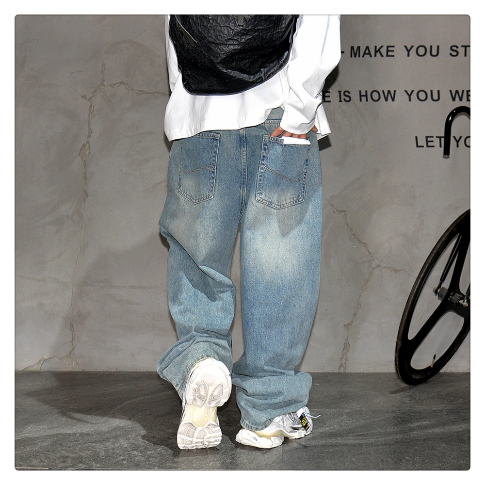 Japanese Vintage Distressed Baggy Jeans Men Clothing Harajuku Casual Denim Cargo Pants Korean Fashion Hip Hop Trousers Male