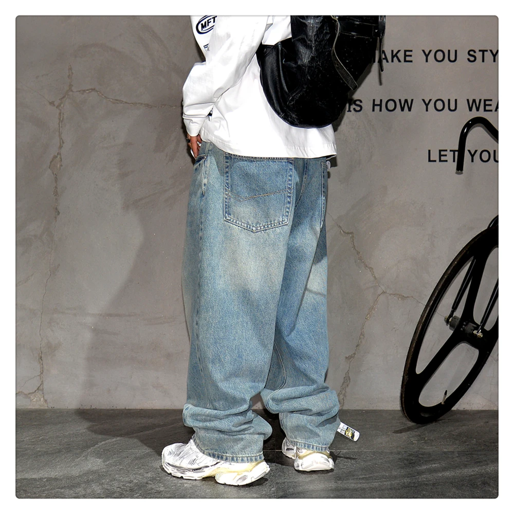 Japanese Vintage Distressed Baggy Jeans Men Clothing Harajuku Casual Denim Cargo Pants Korean Fashion Hip Hop Trousers Male