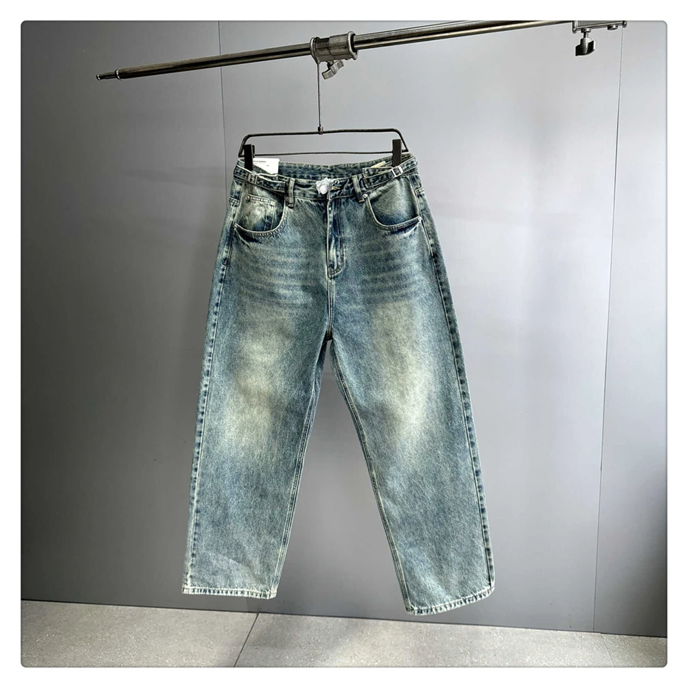 Japanese Vintage Distressed Baggy Jeans Men Clothing Harajuku Casual Denim Cargo Pants Korean Fashion Hip Hop Trousers Male