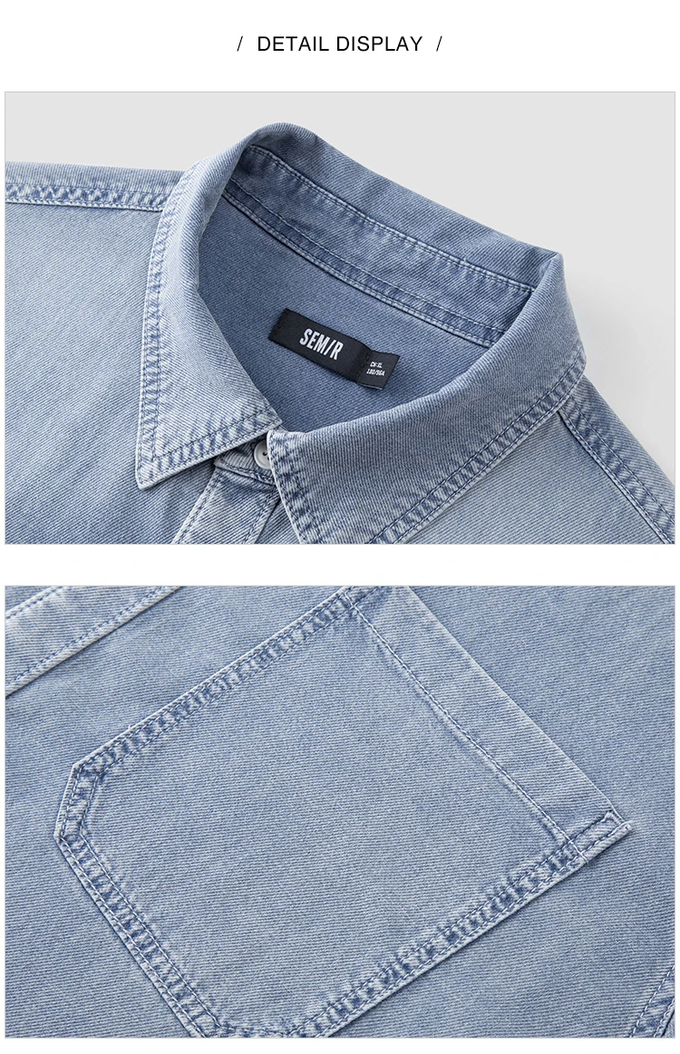 Semir Short Sleeve Shirt Men 2024 New Summer Version Trendy Vintage Denim Jacket