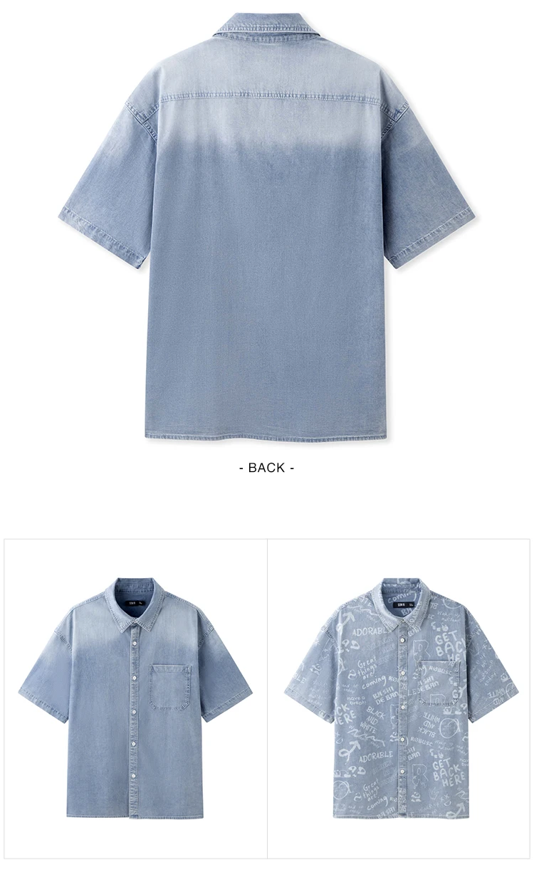 Semir Short Sleeve Shirt Men 2024 New Summer Version Trendy Vintage Denim Jacket