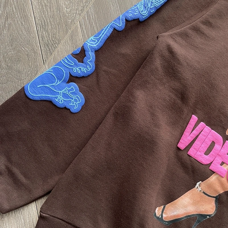 Frosted Print on Colorful Cartoon Rabbit Pullover Men Women High Quality Hoodie