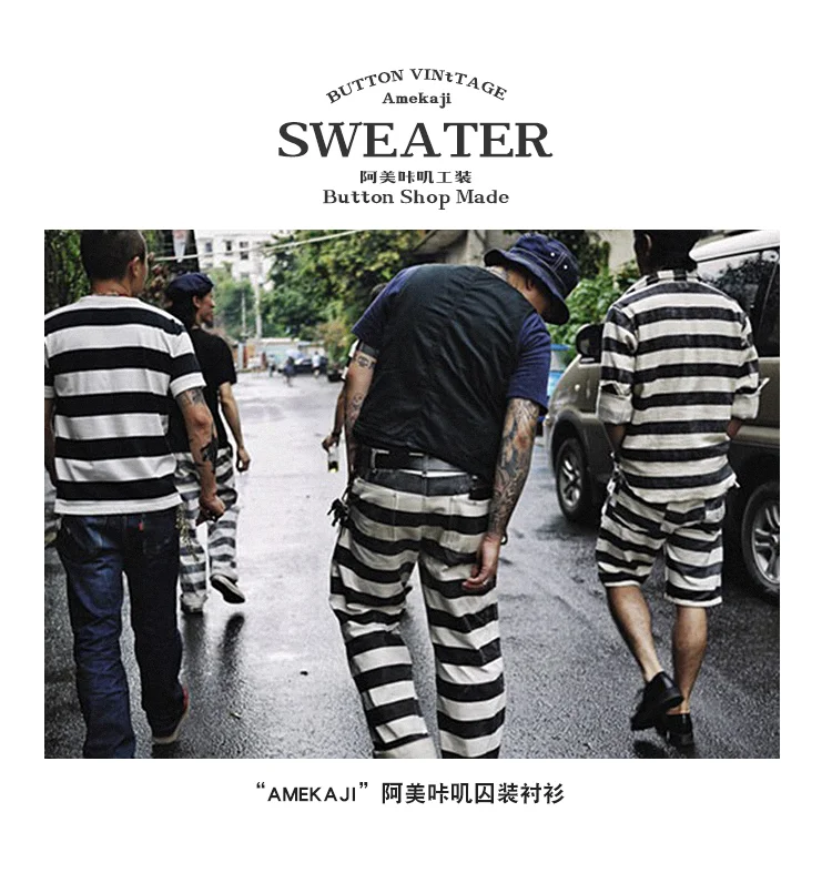 Autumn New American Retro 16oz Heavyweight Striped Cargo Pants Men's Fashion 100% Cotton Washed Thick Canvas Motorcycle Trousers