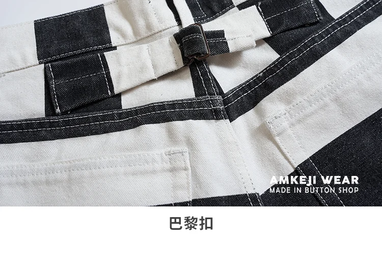Autumn New American Retro 16oz Heavyweight Striped Cargo Pants Men's Fashion 100% Cotton Washed Thick Canvas Motorcycle Trousers