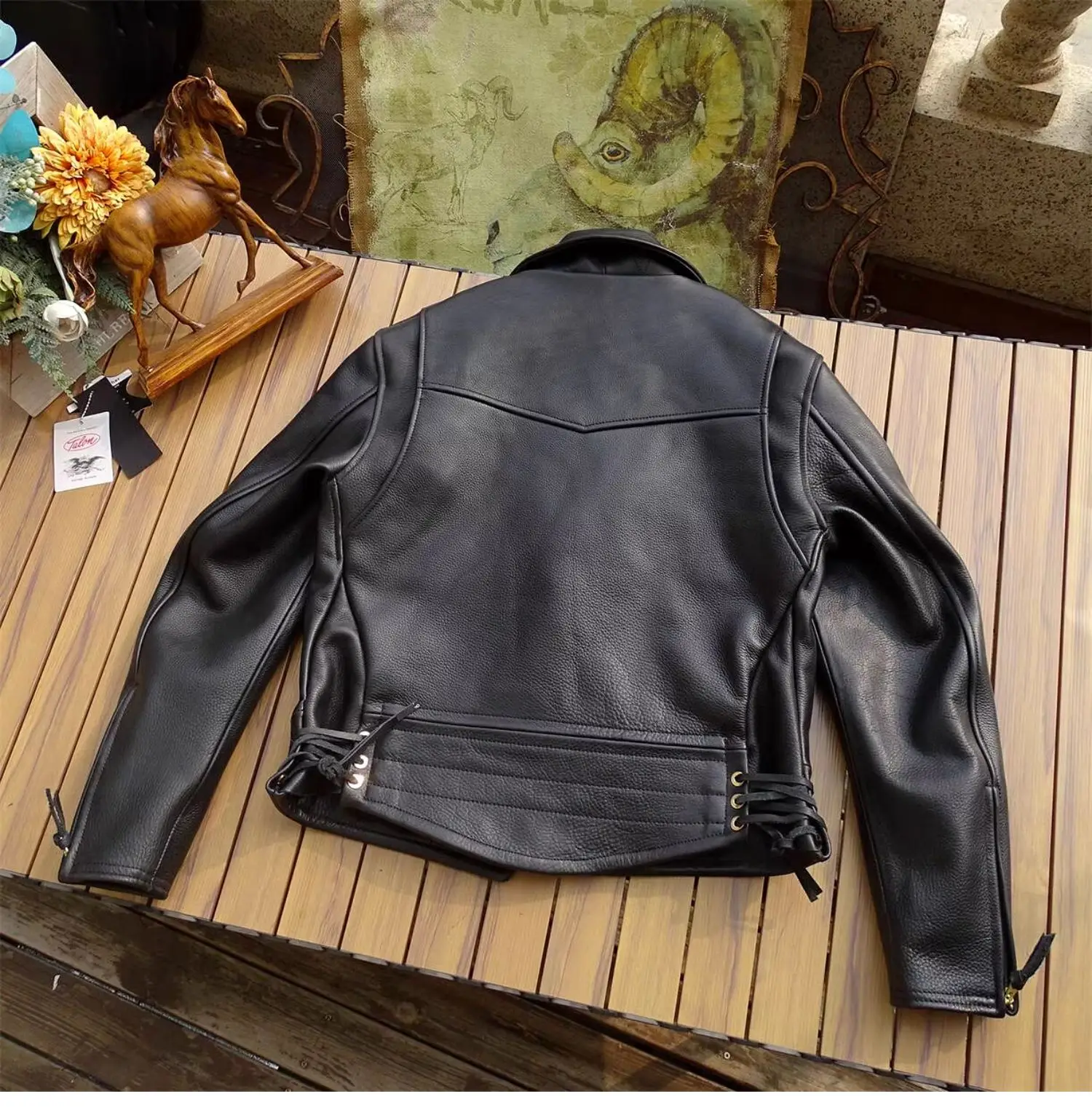 Black Winter Leather Jacket Men Sports Style Plus Size 5XL Genuine Natural Thick Cowhide Turn-Down Collar Mounted Police Coat