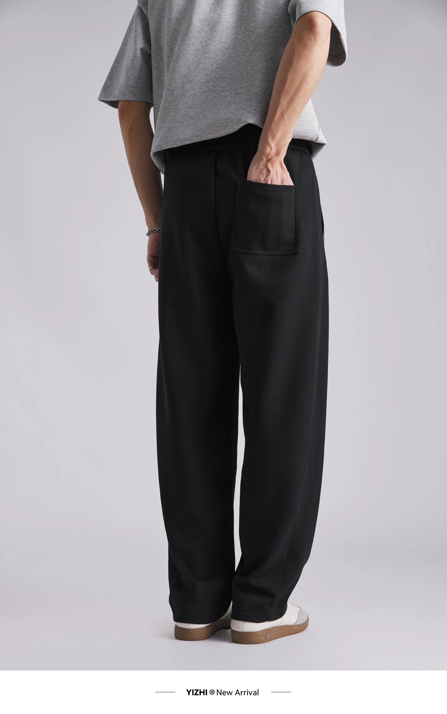 Men 260GSM Mamba Cotton Jogger Pants Summer Color Block Elastic Waist Japanese Style Loose Wide Leg Soft Casual Sports Trousers