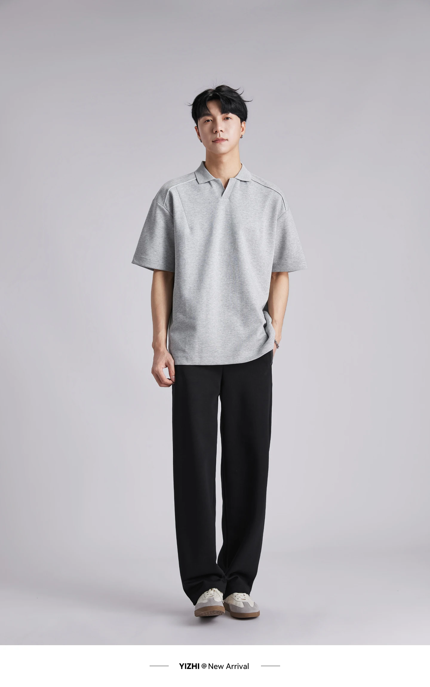Men 260GSM Mamba Cotton Jogger Pants Summer Color Block Elastic Waist Japanese Style Loose Wide Leg Soft Casual Sports Trousers