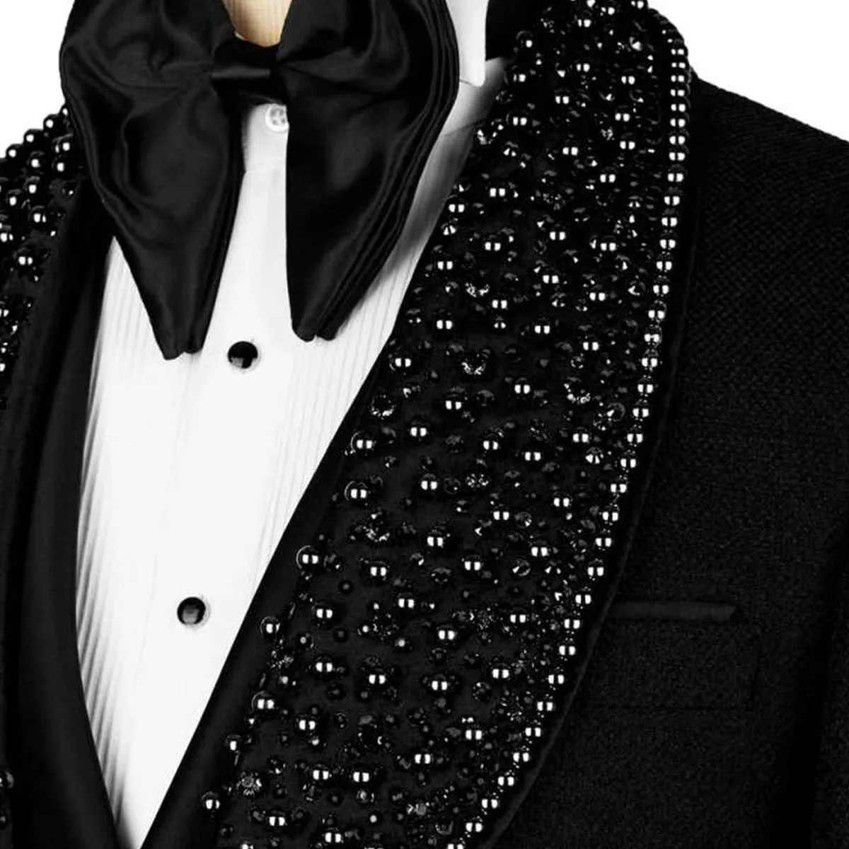 Customized Handsome Rhinestone Men Suits 1 Piece Sets Male Prom Blazer Shawl Lapel Ropa Hombre Slim Fit Groom Wedding Tuxedos