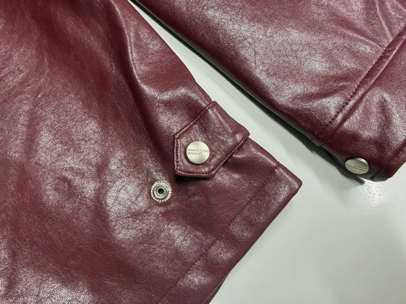 2026ss Embroidered Printed Leather Jacket High-quality Burgundy Loose Casual High Street Men's Women's Jackets