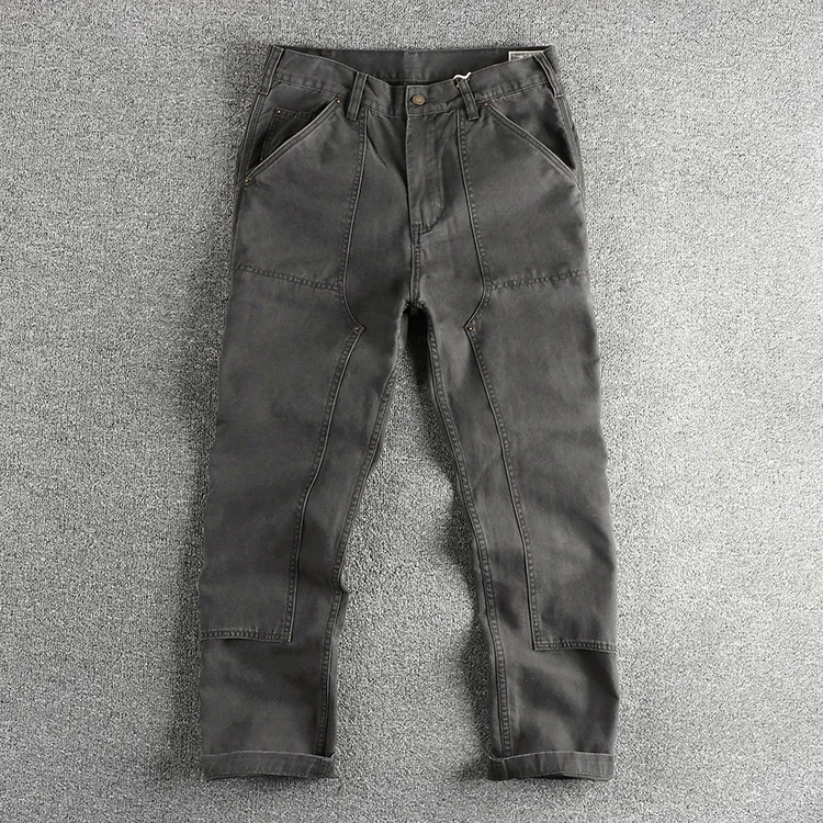 May Khaki Heavy Chunky Overalls Dyed Blue Striped Straight Trousers Men's Reproduction Trend Primary Color Pants