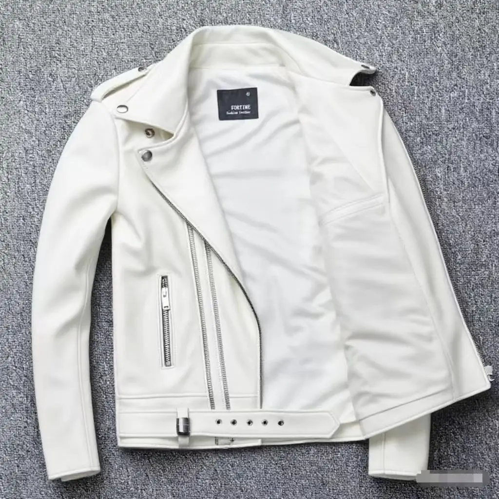 Winter and Autumn Men's Oversized Button-down PU Leather Coat with Multiple Zippers Polo Jacket, with Many Zippers Mens Jacket