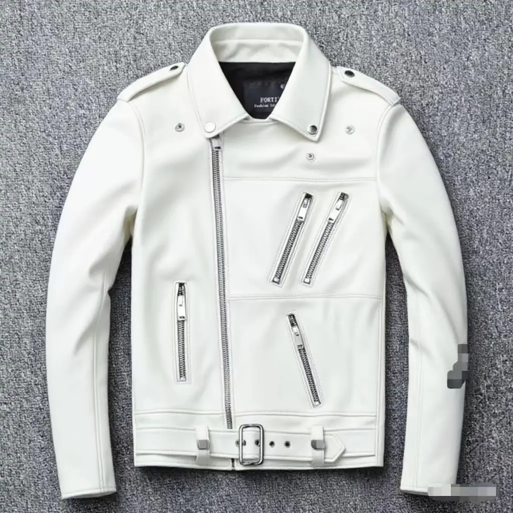 Winter and Autumn Men's Oversized Button-down PU Leather Coat with Multiple Zippers Polo Jacket, with Many Zippers Mens Jacket