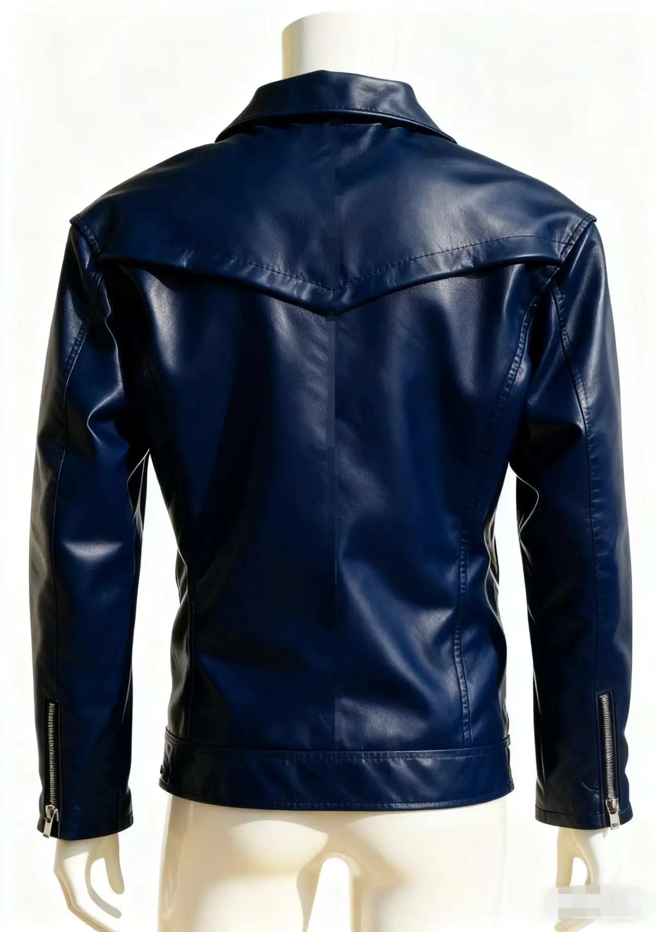 Winter and Autumn Men's Oversized Button-down PU Leather Coat with Multiple Zippers Polo Jacket, with Many Zippers Mens Jacket