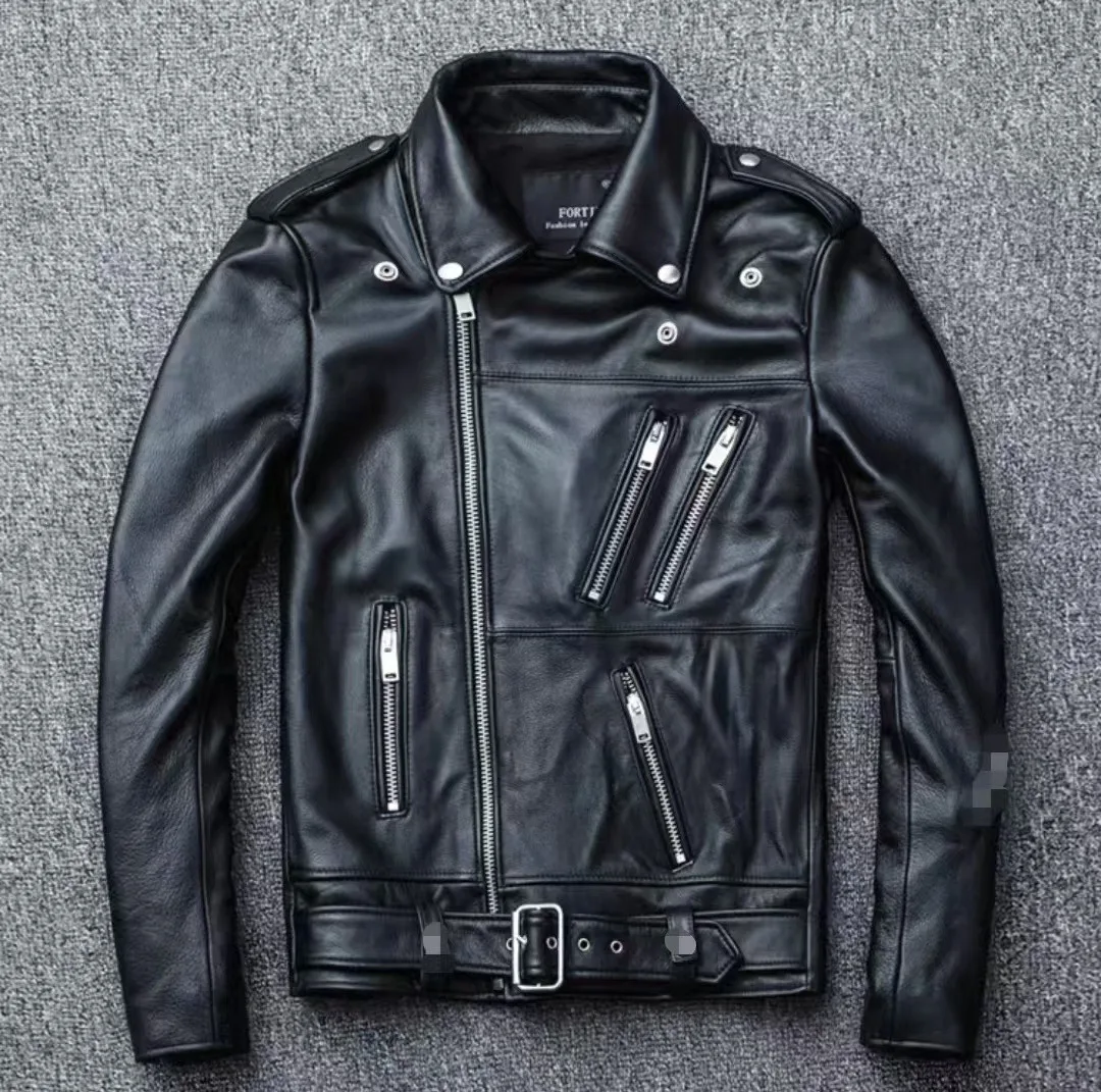 Winter and Autumn Men's Oversized Button-down PU Leather Coat with Multiple Zippers Polo Jacket, with Many Zippers Mens Jacket