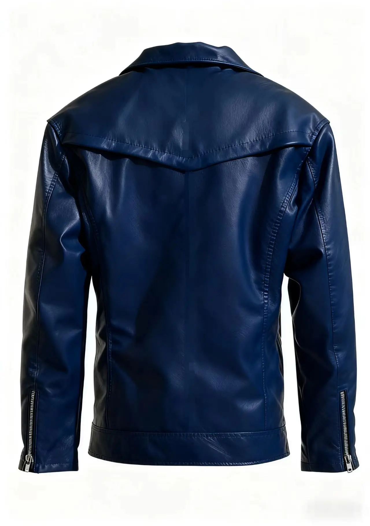 Winter and Autumn Men's Oversized Button-down PU Leather Coat with Multiple Zippers Polo Jacket, with Many Zippers Mens Jacket