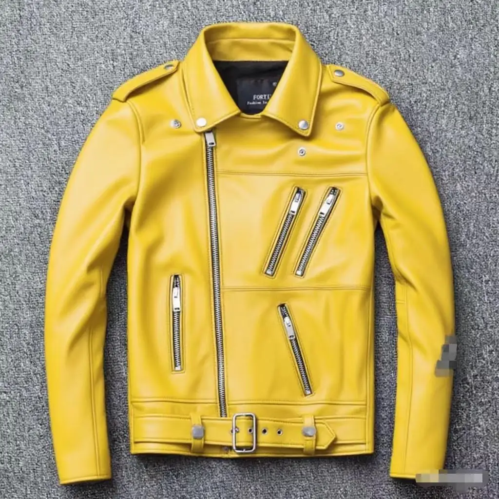 Winter and Autumn Men's Oversized Button-down PU Leather Coat with Multiple Zippers Polo Jacket, with Many Zippers Mens Jacket