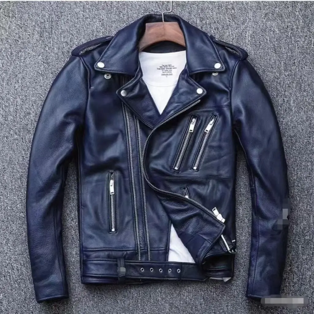 Winter and Autumn Men's Oversized Button-down PU Leather Coat with Multiple Zippers Polo Jacket, with Many Zippers Mens Jacket