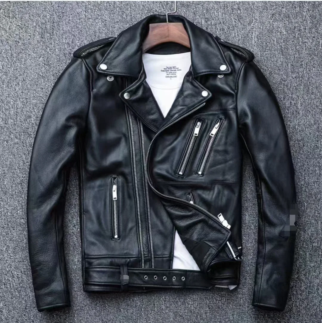 Winter and Autumn Men's Oversized Button-down PU Leather Coat with Multiple Zippers Polo Jacket, with Many Zippers Mens Jacket