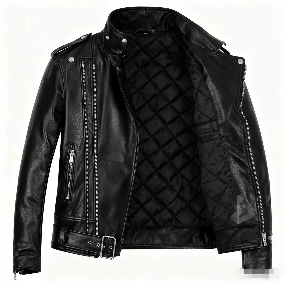 Winter and Autumn Men's Oversized Button-down PU Leather Coat with Multiple Zippers Polo Jacket, with Many Zippers Mens Jacket