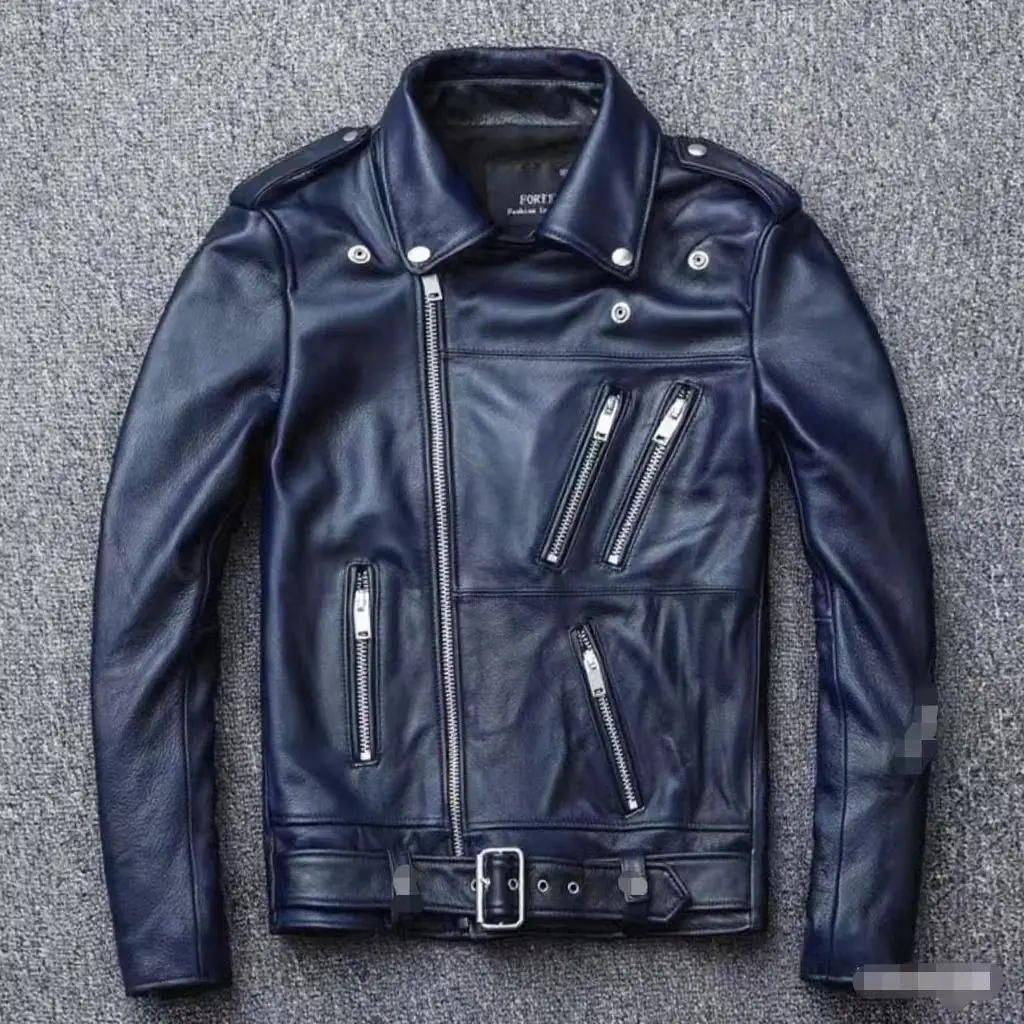 Winter and Autumn Men's Oversized Button-down PU Leather Coat with Multiple Zippers Polo Jacket, with Many Zippers Mens Jacket