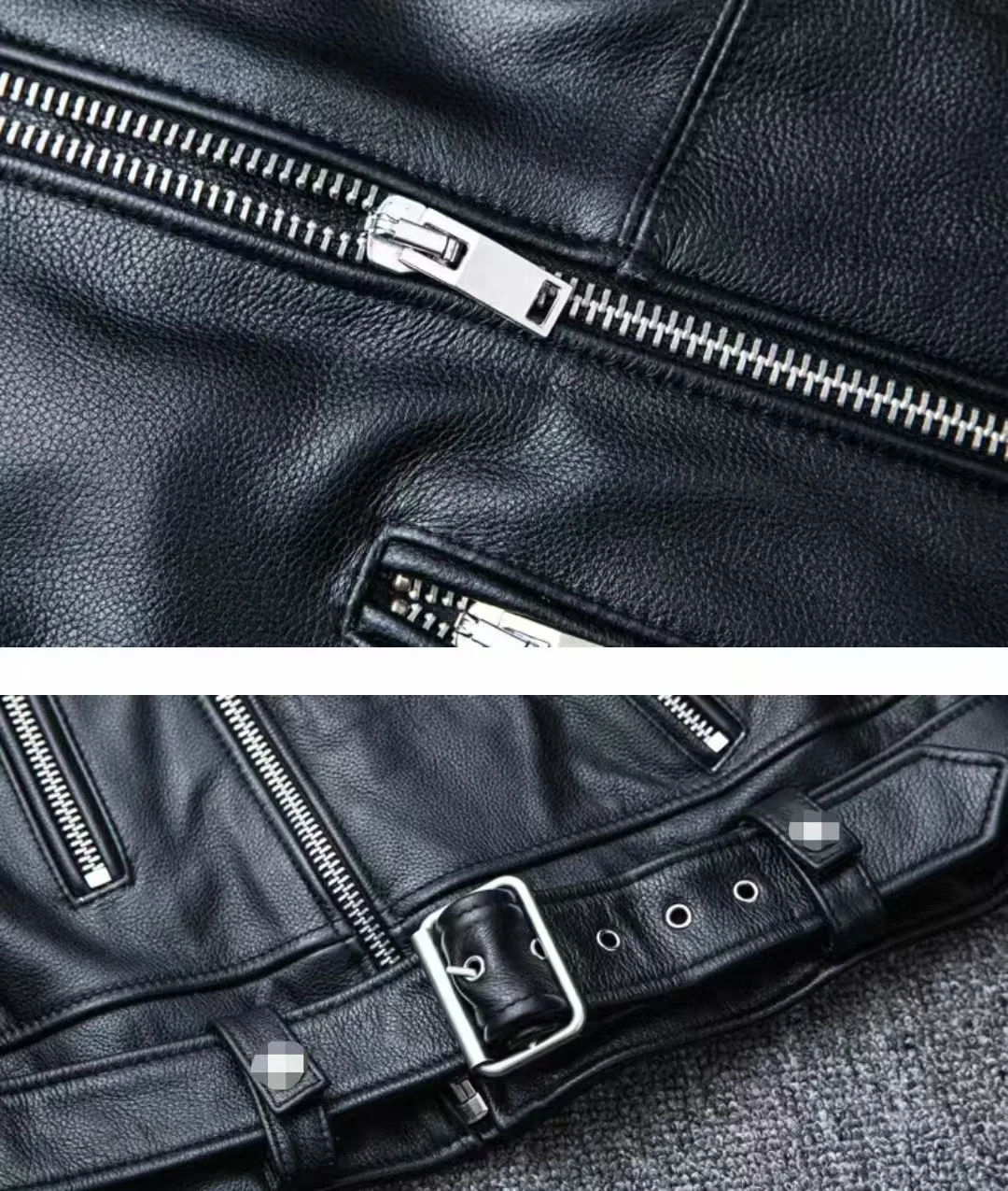 Winter and Autumn Men's Oversized Button-down PU Leather Coat with Multiple Zippers Polo Jacket, with Many Zippers Mens Jacket