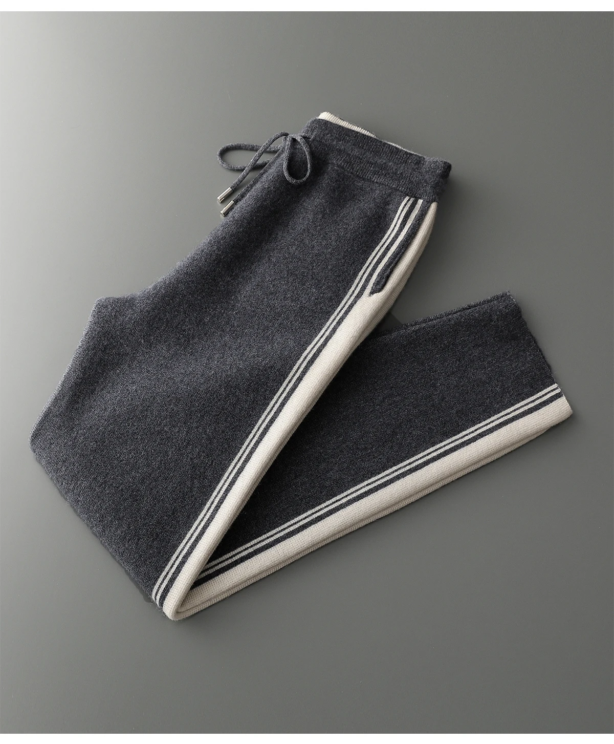 Men's 100% Merino Wool Two-piece Sets Hooded Collar Zipper Cardigan and Straight-leg Pant Autumn Winter Thickened Knit Clothing