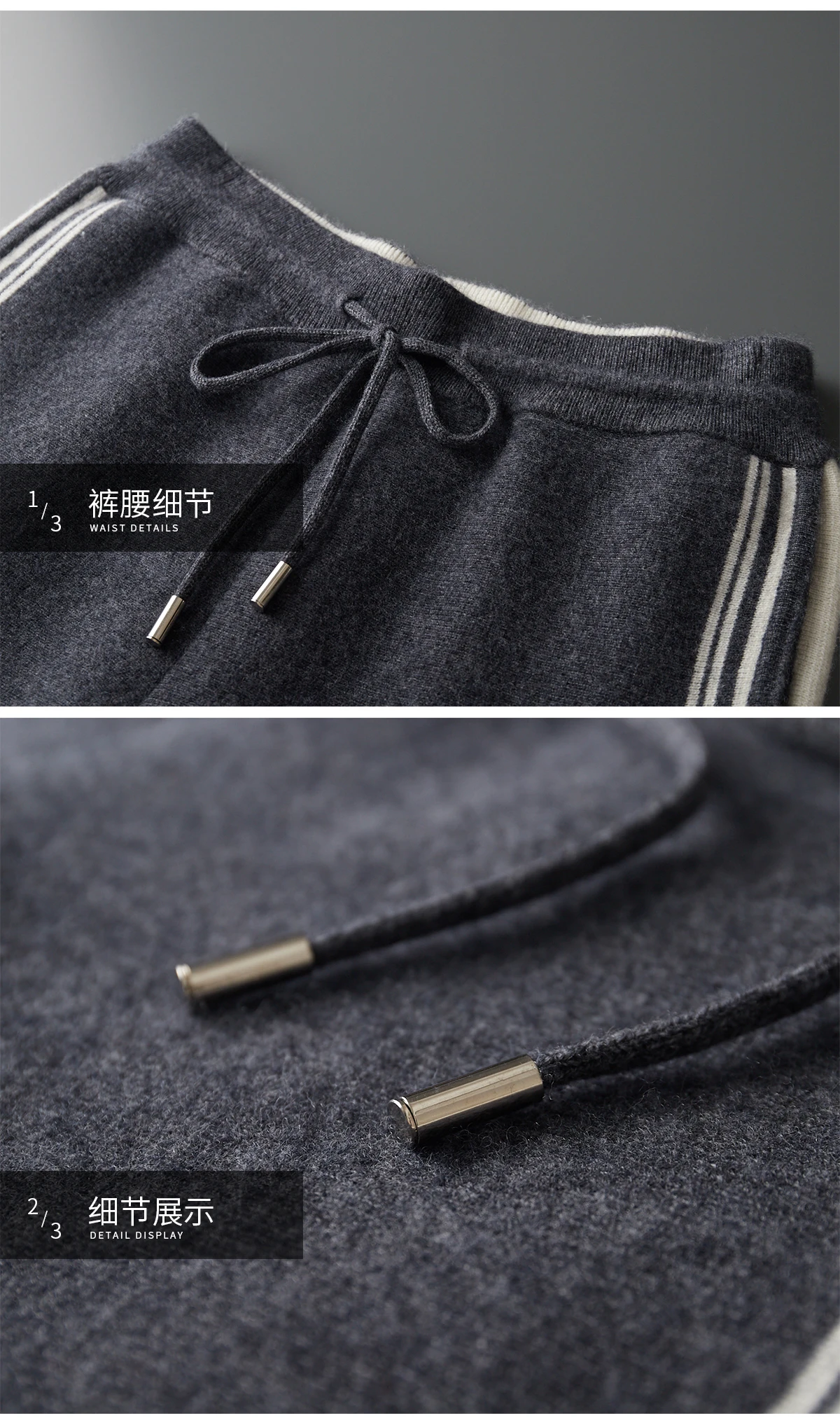 Men's 100% Merino Wool Two-piece Sets Hooded Collar Zipper Cardigan and Straight-leg Pant Autumn Winter Thickened Knit Clothing