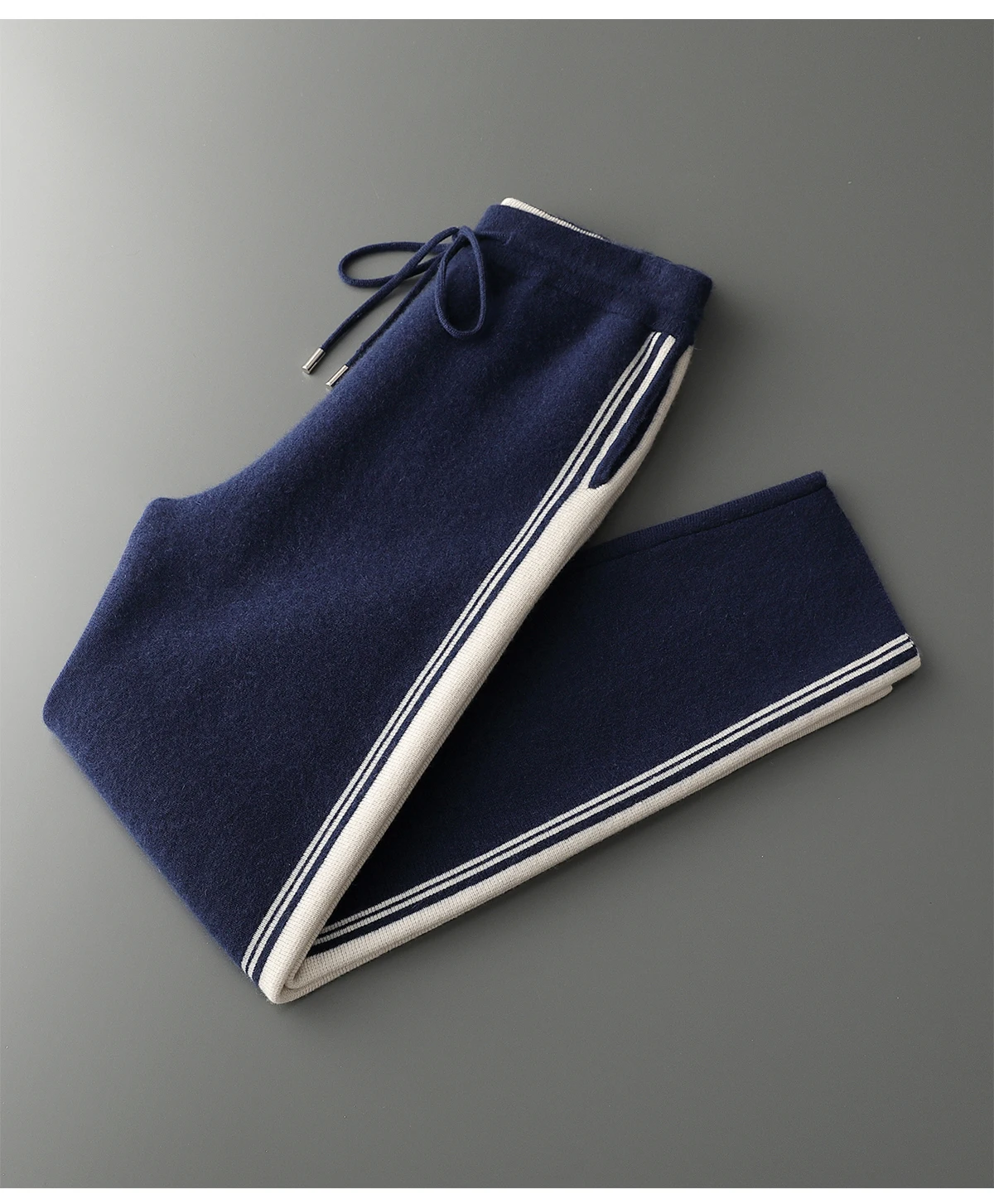 Men's 100% Merino Wool Two-piece Sets Hooded Collar Zipper Cardigan and Straight-leg Pant Autumn Winter Thickened Knit Clothing
