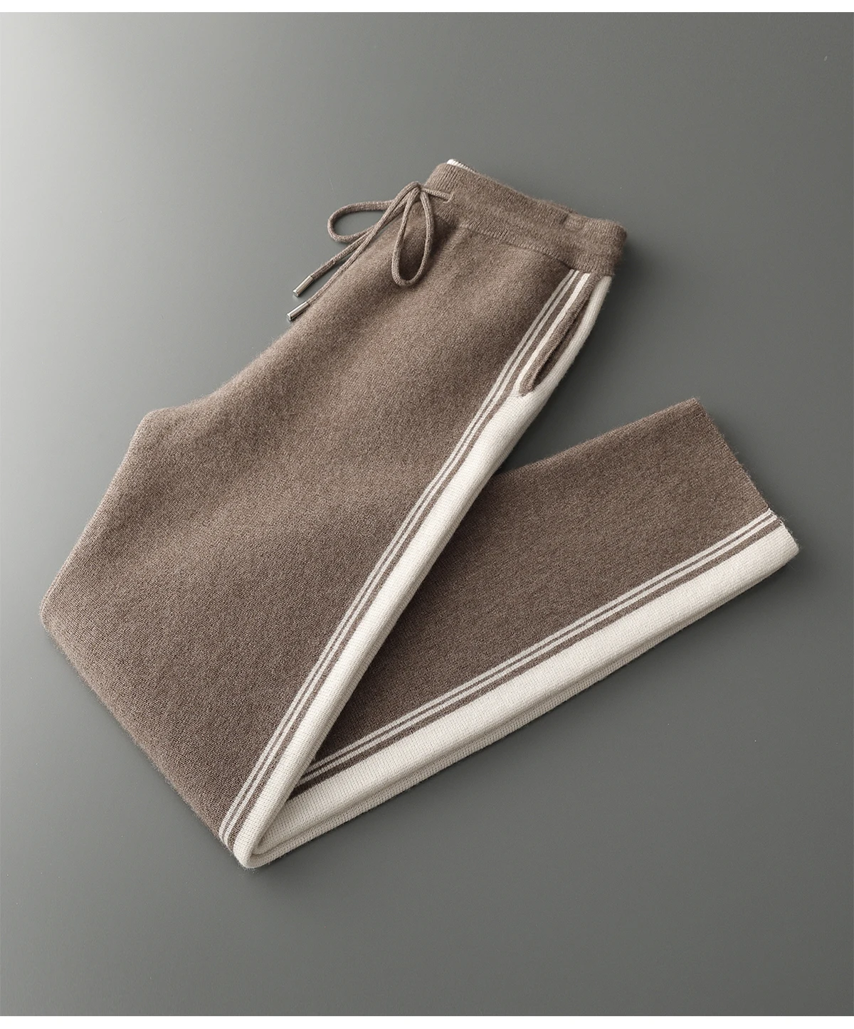 Men's 100% Merino Wool Two-piece Sets Hooded Collar Zipper Cardigan and Straight-leg Pant Autumn Winter Thickened Knit Clothing