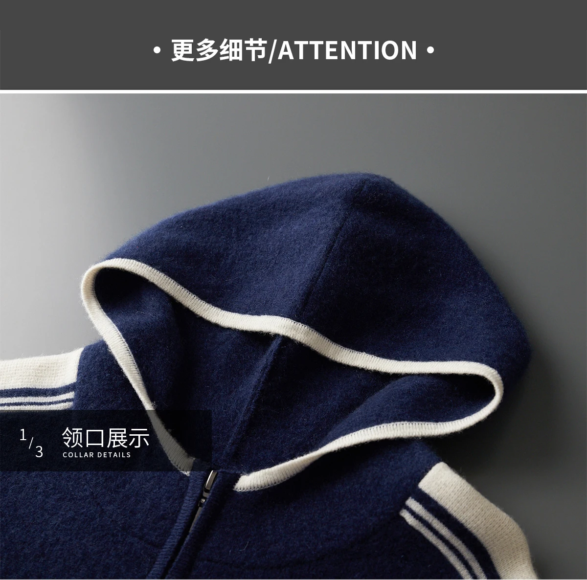 Men's 100% Merino Wool Two-piece Sets Hooded Collar Zipper Cardigan and Straight-leg Pant Autumn Winter Thickened Knit Clothing