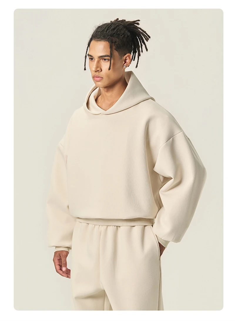 ZODF Trendy Winter 350gsm Solid Fleece Hooded Hoodies For Man Unisex Boxyfit Solid Warm Pullovers Brand Clothing HY0038
