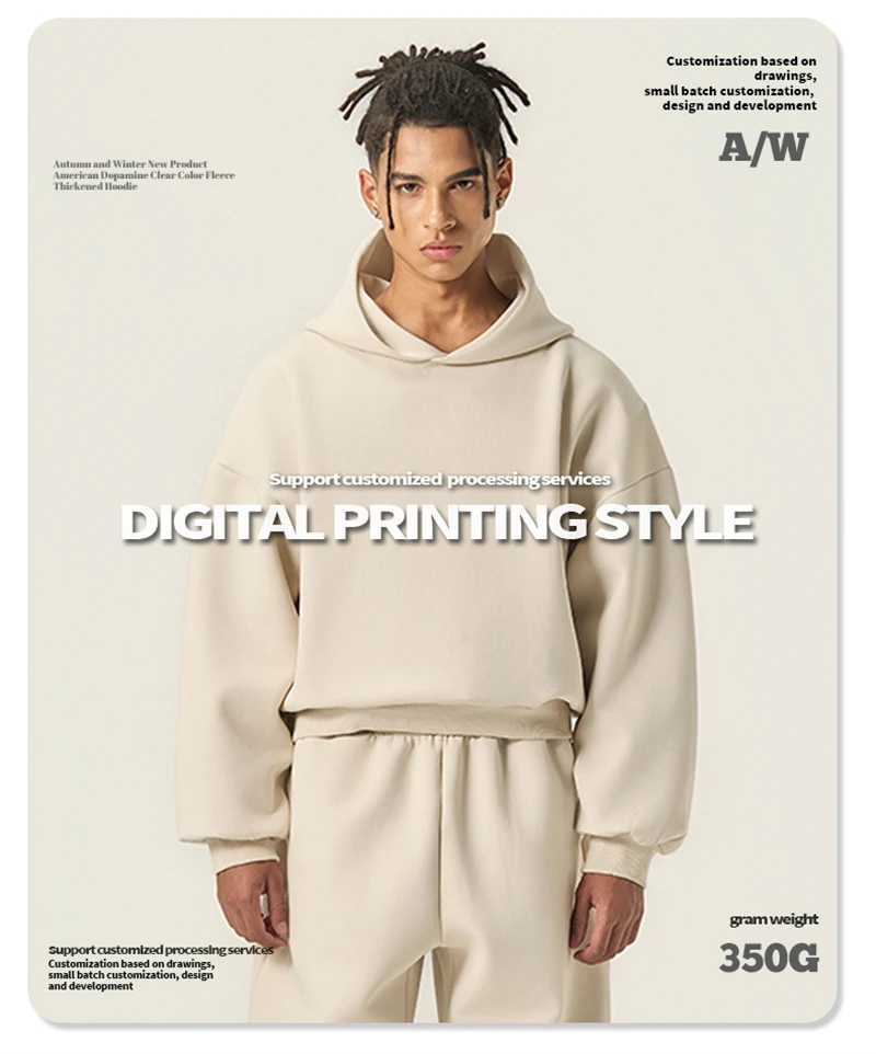 ZODF Trendy Winter 350gsm Solid Fleece Hooded Hoodies For Man Unisex Boxyfit Solid Warm Pullovers Brand Clothing HY0038