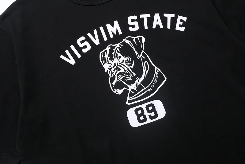 VISVIM Dog Digit 89 Print T Shirt Collar Stitch Box Label Tee Men Women High Quality Loose Short Sleeve Office Commuter Tops Tee