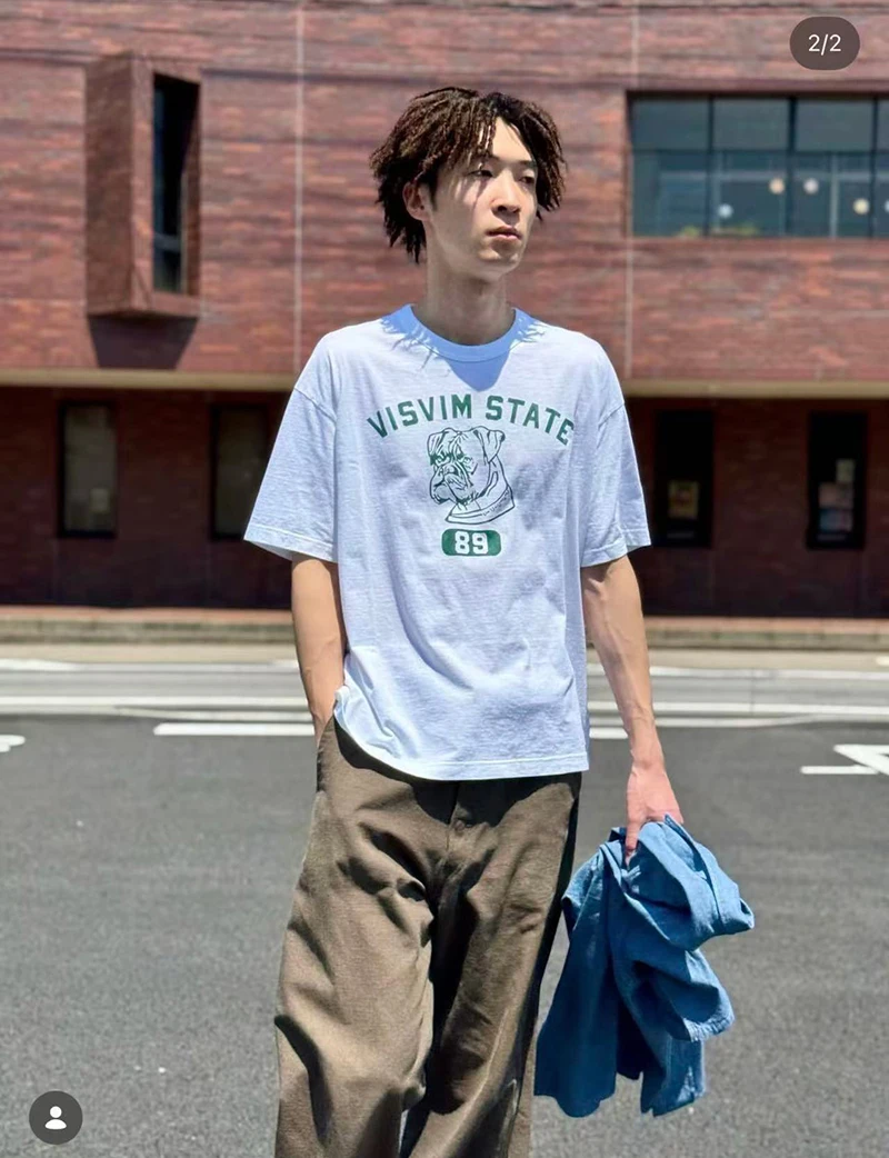 VISVIM Dog Digit 89 Print T Shirt Collar Stitch Box Label Tee Men Women High Quality Loose Short Sleeve Office Commuter Tops Tee