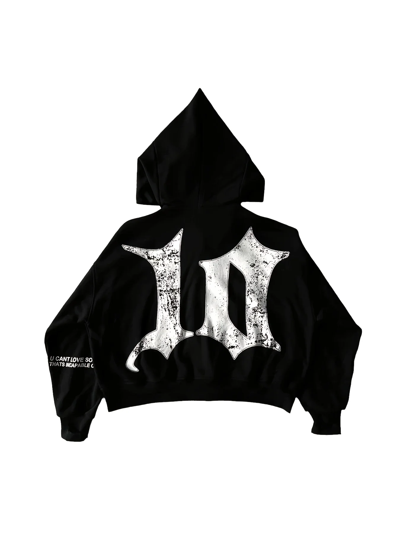 Men's Black Oversized Zip Up Hoodie "Tenth Series" Graphic Print Streetwear Jacket Y2K Sweatshirt
