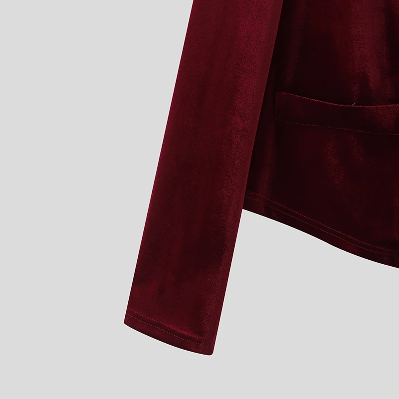 INCERUN Men Sets Solid Color Velour Lapel Long Sleeve Blazer & Pants Two Pieces Sets Streetwear Elegant Fashion Casual Men Suits