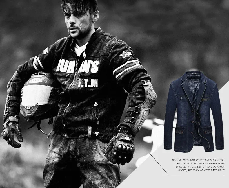 Blazer Men's Fashion Gentleman Business Retro Versatile Trendy Wedding Professional Casual Solid-color Host Cotton Denim Blazer