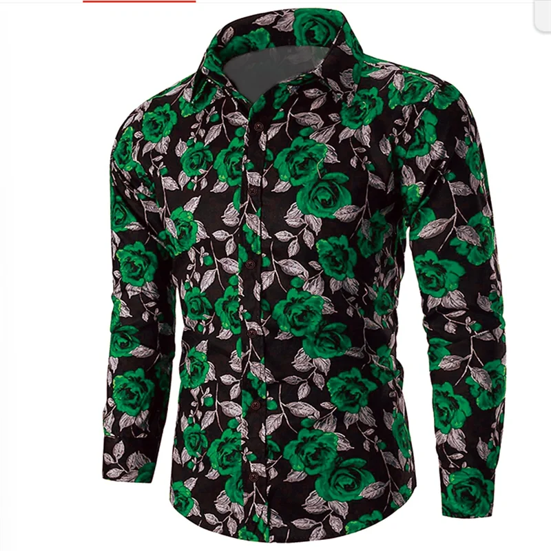 Valentine's Day Pattern Rose Novelty Casual Men's Shirt Holiday Casual Daily Shirt Lapel Long Sleeve Red S-5XL Fast Shipping
