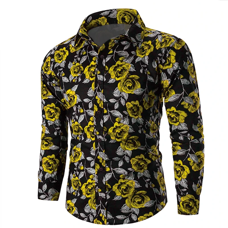 Valentine's Day Pattern Rose Novelty Casual Men's Shirt Holiday Casual Daily Shirt Lapel Long Sleeve Red S-5XL Fast Shipping