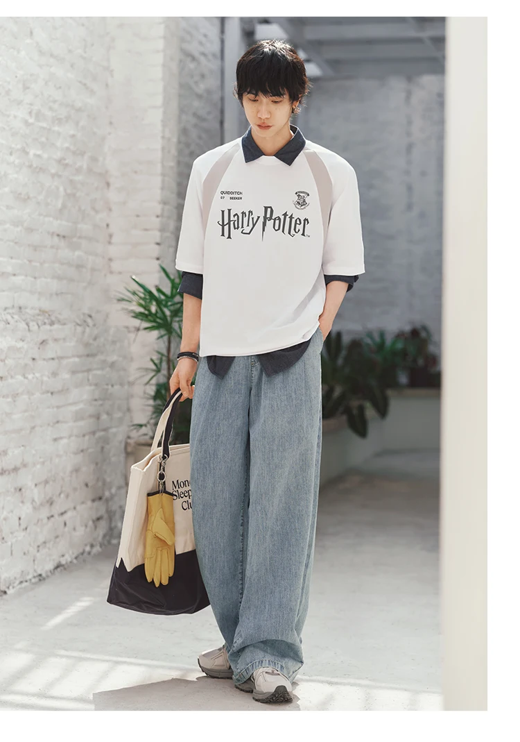 Semir Men Pants Denim Cotton Skin Friendly Loose Wide Leg Elastic Waist Drawstring Micro Pleated 2026 Summer Casual Style Fashio
