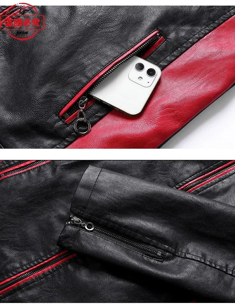 CAN-AM motorcycle LOGO retro washed pu leather jacket windproof autumn and winter men's cycling spring and autumn leather jacket