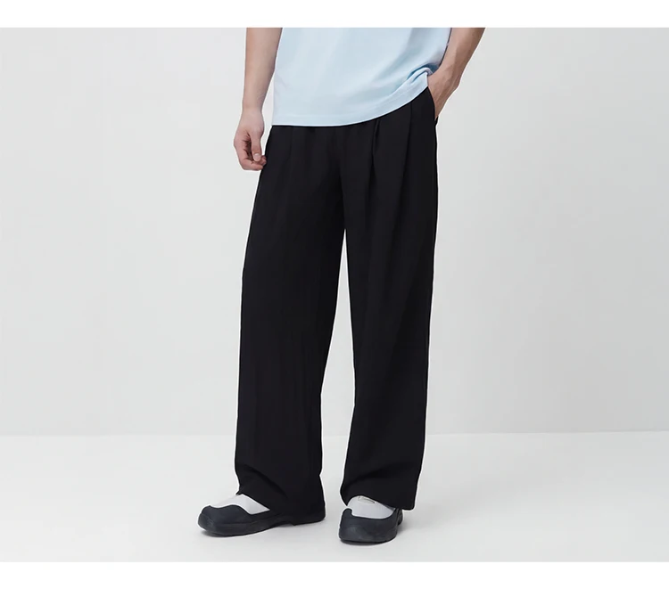 Semir Men Pants Casual Micro Wrinkle A Line Loose Drape Comfort Tall Slim Fit Wide Leg 2026 Summer Fashion Top