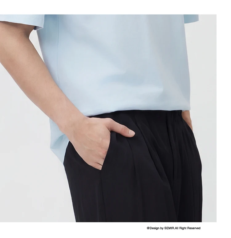 Semir Men Pants Casual Micro Wrinkle A Line Loose Drape Comfort Tall Slim Fit Wide Leg 2026 Summer Fashion Top