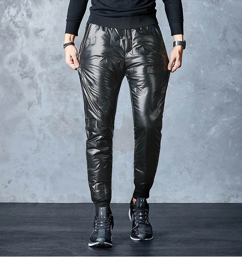 Winter Warm Thickened White Duck Pants Men'S Korean Youth Outdoor Bright Face Wind Proof And Waterproof Down Trousers