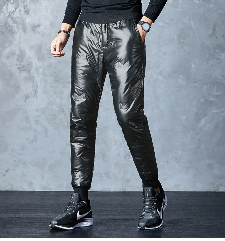 Winter Warm Thickened White Duck Pants Men'S Korean Youth Outdoor Bright Face Wind Proof And Waterproof Down Trousers