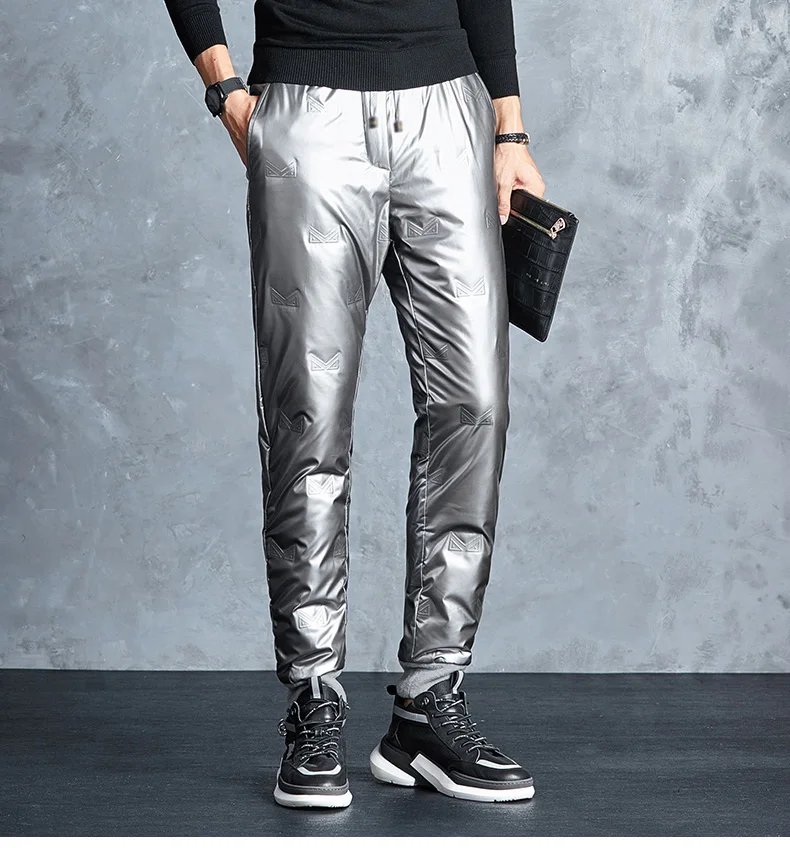 Winter Warm Thickened White Duck Pants Men'S Korean Youth Outdoor Bright Face Wind Proof And Waterproof Down Trousers
