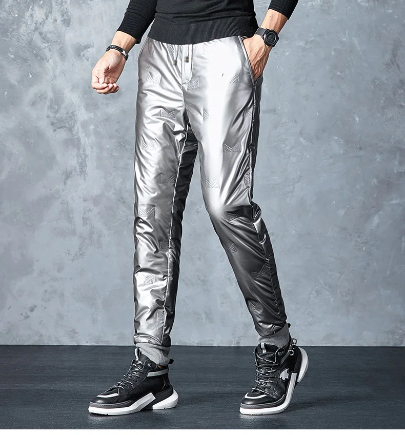 Winter Warm Thickened White Duck Pants Men'S Korean Youth Outdoor Bright Face Wind Proof And Waterproof Down Trousers