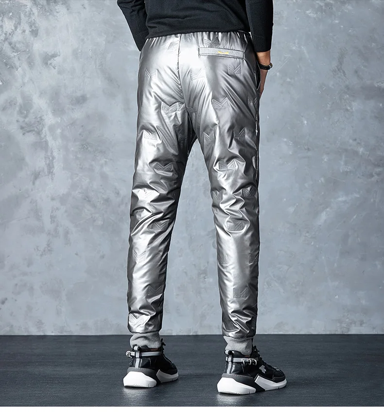 Winter Warm Thickened White Duck Pants Men'S Korean Youth Outdoor Bright Face Wind Proof And Waterproof Down Trousers