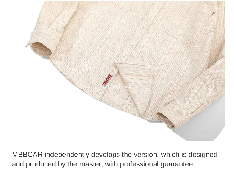 MBBCAR American style vintage 100% cotton beige shirts for men 4 yarn-dyed simple one wash casual Men's shirts and blouses 9236